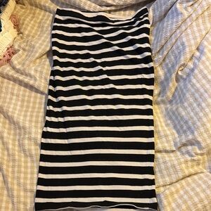 Express Black and White Striped Pencil Skirt
